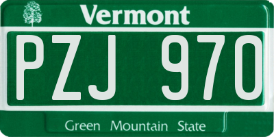 VT license plate PZJ970