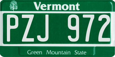 VT license plate PZJ972