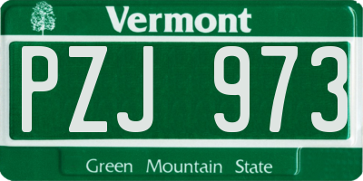 VT license plate PZJ973