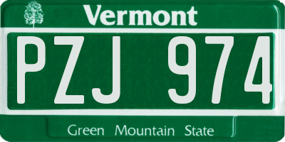 VT license plate PZJ974