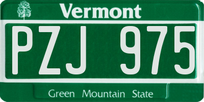 VT license plate PZJ975