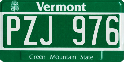 VT license plate PZJ976