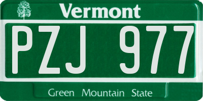 VT license plate PZJ977