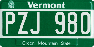 VT license plate PZJ980