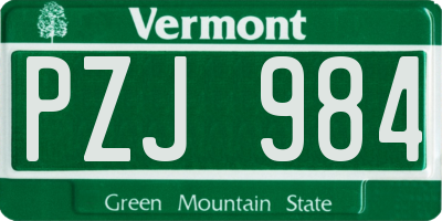 VT license plate PZJ984