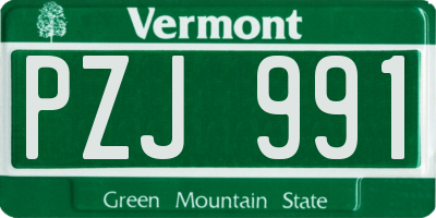 VT license plate PZJ991