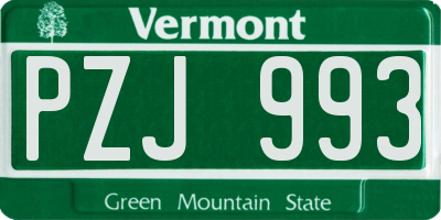 VT license plate PZJ993