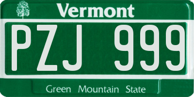 VT license plate PZJ999