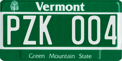VT license plate PZK004