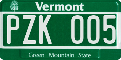 VT license plate PZK005