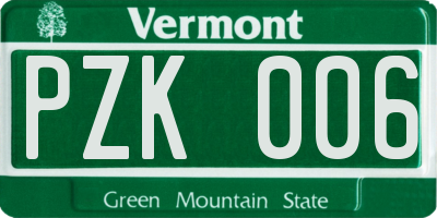 VT license plate PZK006