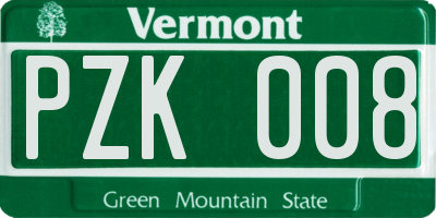 VT license plate PZK008