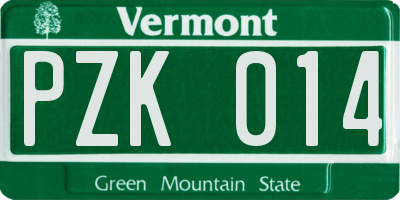 VT license plate PZK014