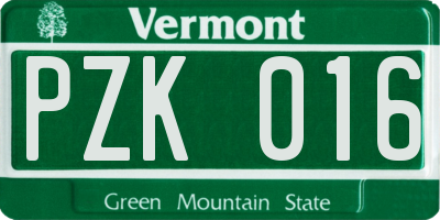 VT license plate PZK016