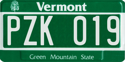 VT license plate PZK019
