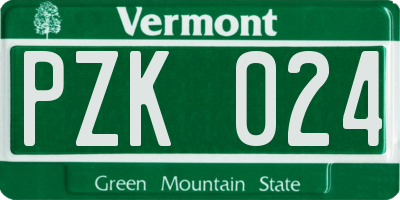 VT license plate PZK024