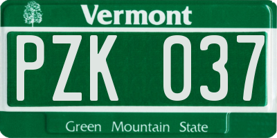 VT license plate PZK037