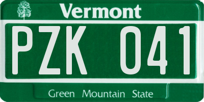 VT license plate PZK041