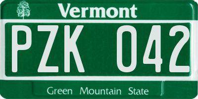VT license plate PZK042