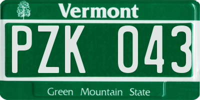 VT license plate PZK043