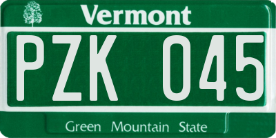 VT license plate PZK045
