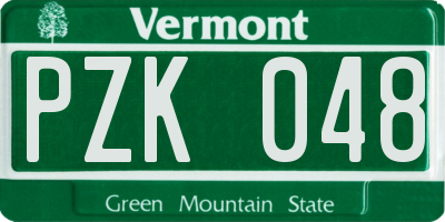 VT license plate PZK048