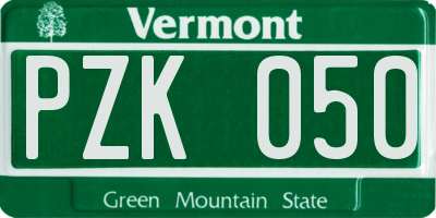 VT license plate PZK050