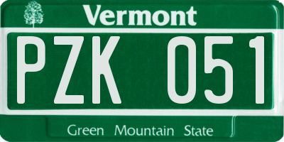 VT license plate PZK051