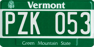 VT license plate PZK053