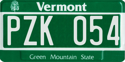 VT license plate PZK054