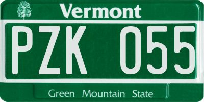 VT license plate PZK055