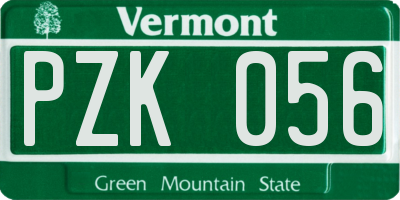 VT license plate PZK056