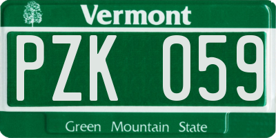 VT license plate PZK059
