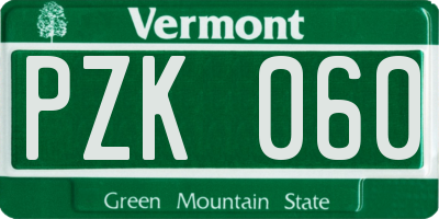 VT license plate PZK060