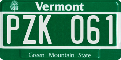 VT license plate PZK061