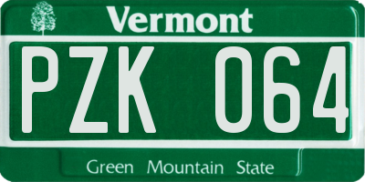 VT license plate PZK064