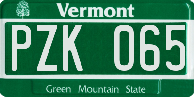 VT license plate PZK065