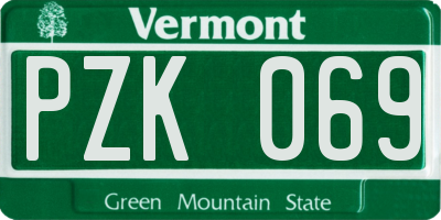 VT license plate PZK069