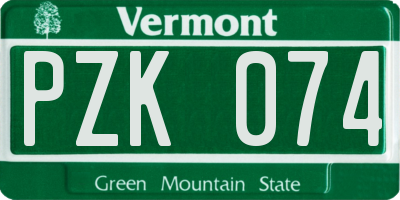VT license plate PZK074