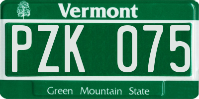 VT license plate PZK075