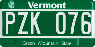 VT license plate PZK076