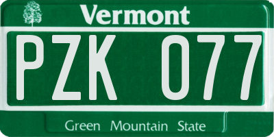VT license plate PZK077