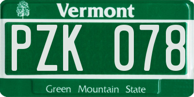 VT license plate PZK078