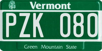 VT license plate PZK080