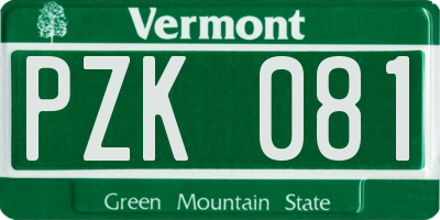 VT license plate PZK081