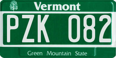 VT license plate PZK082