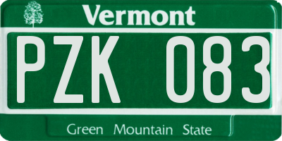 VT license plate PZK083