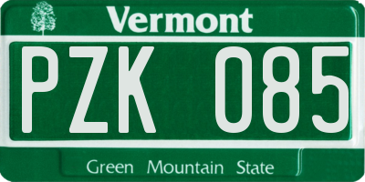 VT license plate PZK085