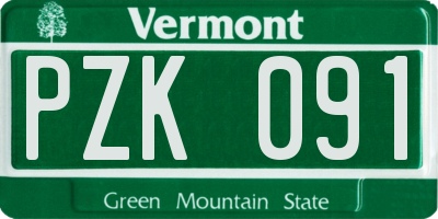 VT license plate PZK091