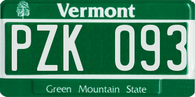 VT license plate PZK093